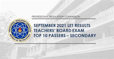 let result 2021|September 2021 LET result: Registration of passers, .